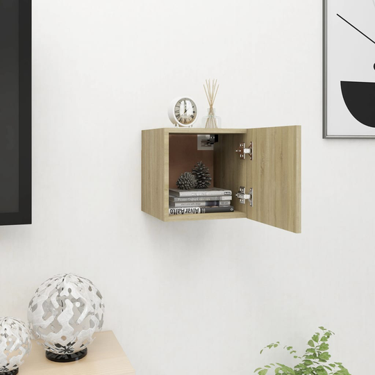 vidaXL Seinäkiinnitettävä TV-taso Sonoma-tammi 30,5x30x30 cm
