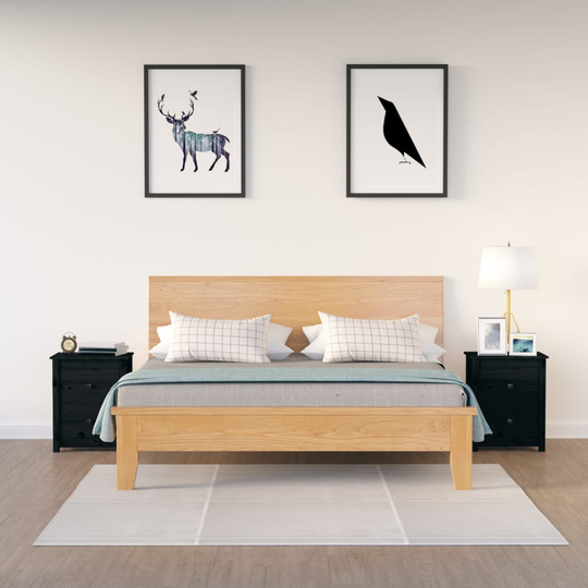 vidaXL Yöpöydät 2 kpl musta 50x35x61,5 cm täysi mänty