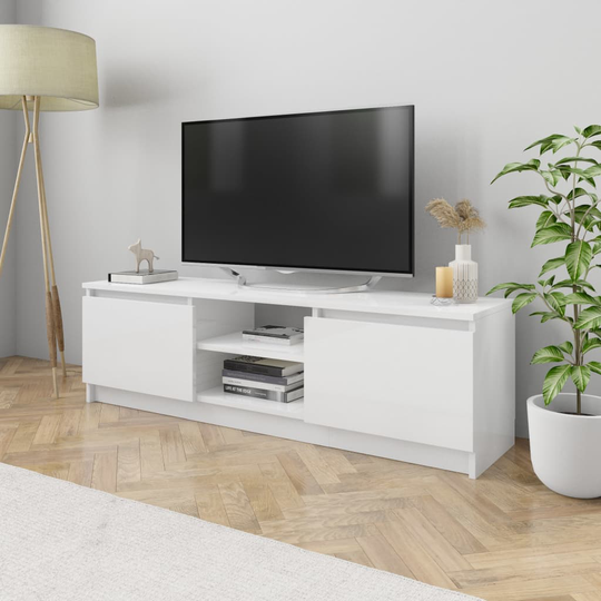 vidaXL TV-taso korkeakiilto valkoinen 120x30x35,5 cm lastulevy