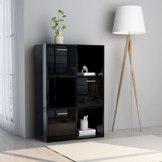 vidaXL Säilytyskaappi korkeakiilto musta 60x29,5x90 cm lastulevy