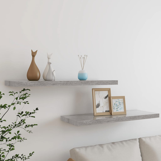 vidaXL Kelluvat seinähyllyt 2 kpl betoninharmaa 80x23,5x3,8 cm MDF