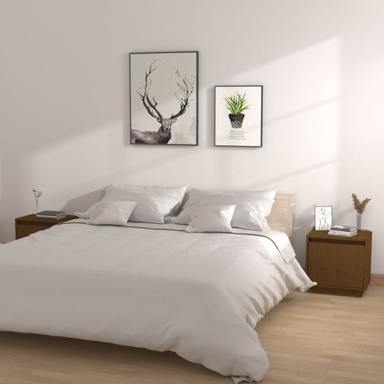vidaXL Yöpöydät 2 kpl hunajanruskea 40x30x40 cm täysi mänty