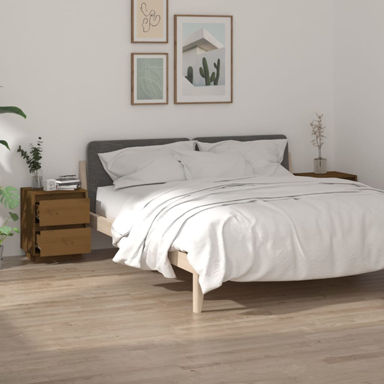 vidaXL Yöpöydät 2 kpl hunajanruskea 40x35x50 cm täysi mänty