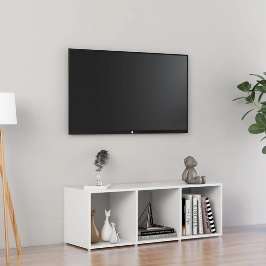 vidaXL TV-taso korkeakiilto valkoinen 107x35x37 cm lastulevy