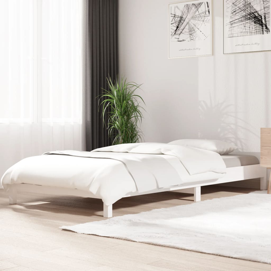 vidaXL Pinottava sänky valkoinen 75x190 cm täysi mänty