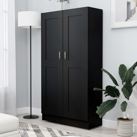 vidaXL Kirjahylly musta 82,5x30,5x150 cm lastulevy