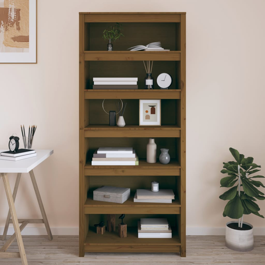 vidaXL Kirjahylly hunajanruskea 80x35x183 cm täysi mänty