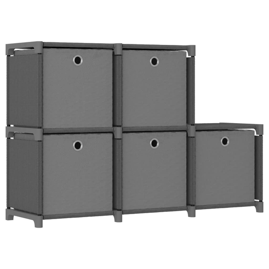 vidaXL 5 kuution esittelyhylly + laatikot harmaa 103x30x72,5 cm kangas