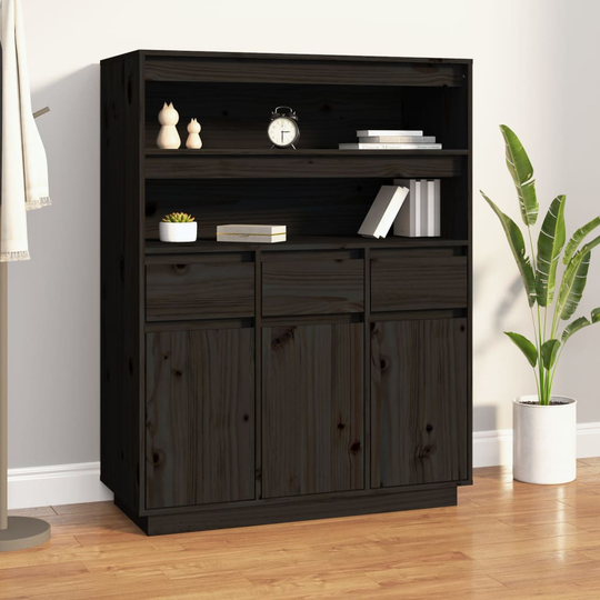 vidaXL Kaappi musta 89x40x116,5 cm täysi mänty