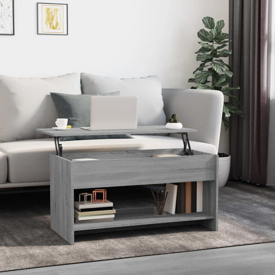 vidaXL Sohvapöytä harmaa Sonoma 102x50x52,5 cm tekninen puu