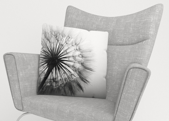 Koristetyynyliina Amazing Dandelion Black and White 40x40 cm