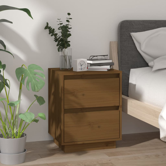 vidaXL Yöpöytä hunajanruskea 40x35x50 cm täysi mänty