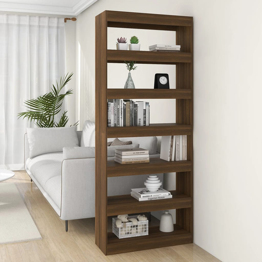 vidaXL Kirjahylly/tilanjakaja ruskea tammi 80x30x198 cm lastulevy