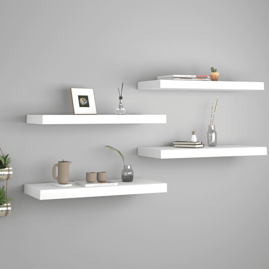 vidaXL Kelluvat seinähyllyt 4 kpl valkoinen 60x23,5x3,8cm MDF