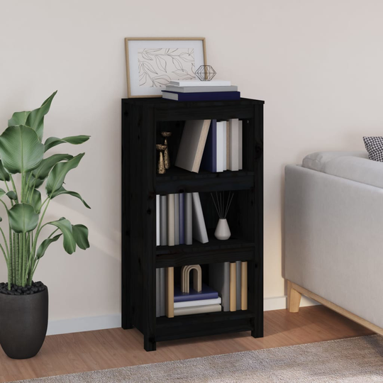 vidaXL Kirjahylly musta 50x35x97 cm täysi mänty
