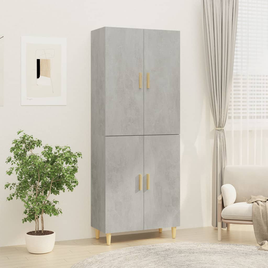 vidaXL Kaappi betoninharmaa 70x34x180 cm tekninen puu