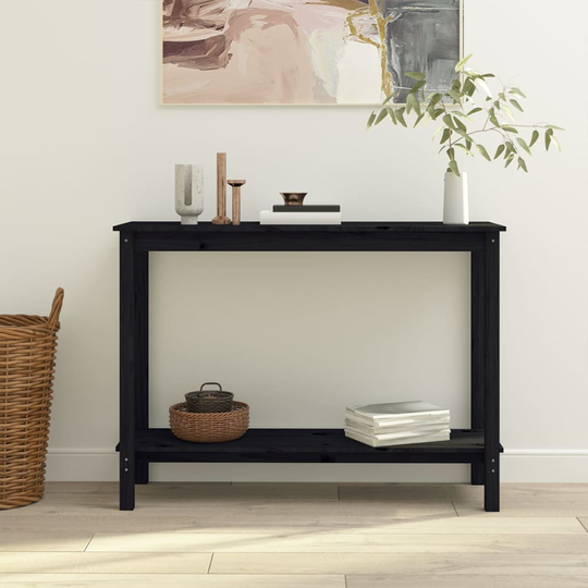 vidaXL Konsolipöytä musta 110x40x80 cm täysi mänty