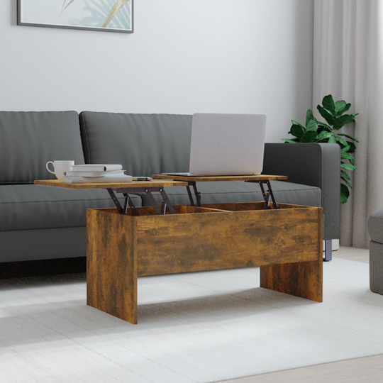 vidaXL Sohvapöytä savutammi 102x50,5x46,5 cm tekninen puu