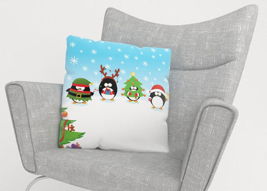 Koristetyynyliina CHRISTMAS PINGUINS 45x45 cm