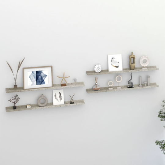 vidaXL Seinähyllyt 4 kpl betoninharmaa100x9x3 cm