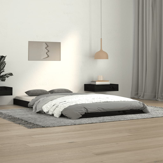 vidaXL Sängynrunko musta 100x200 cm täysi mänty