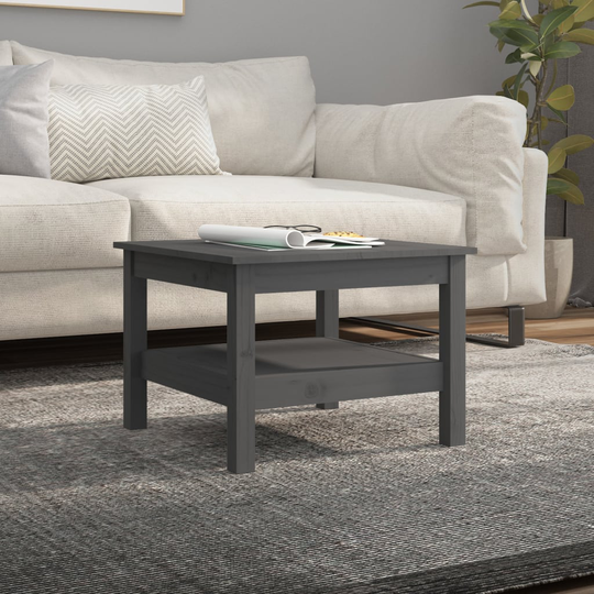 vidaXL Sohvapöytä harmaa 55x55x40 cm täysi mänty