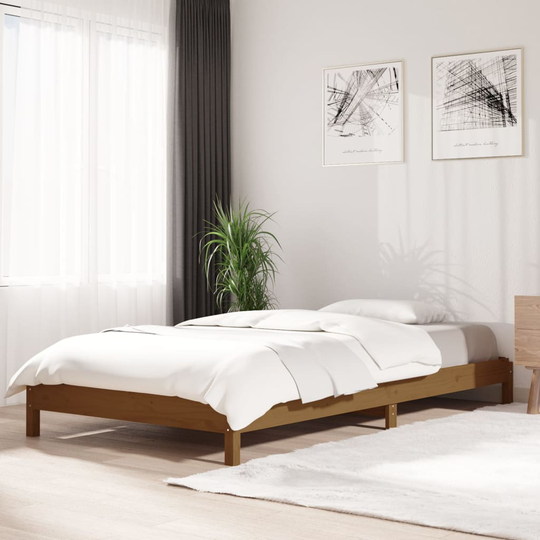 vidaXL Pinottava sänky hunajanruskea 100x200 cm täysi mänty