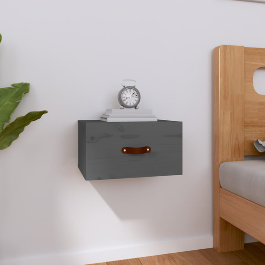 vidaXL Seinäkiinnitettävä yöpöytä harmaa 40x29,5x22 cm