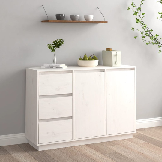 vidaXL Senkki valkoinen 111x34x75 cm täysi mänty