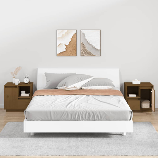 vidaXL Yöpöydät 2 kpl hunajanruskea 50x34x50 cm täysi mänty