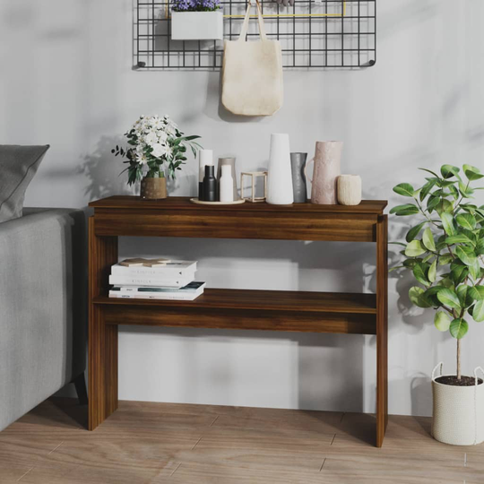 vidaXL Konsolipöytä ruskea tammi 102x30x80 cm tekninen puu