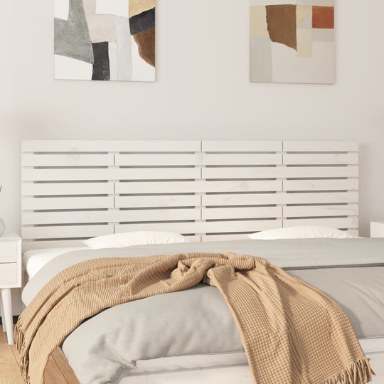 vidaXL Sängynpääty seinälle valkoinen 186x3x63 cm täysi mänty