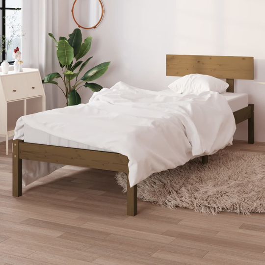 vidaXL Sängynrunko hunajanruskea täysi mänty 90x200 cm
