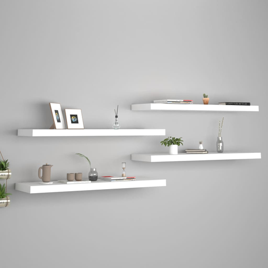 vidaXL Kelluvat seinähyllyt 4 kpl valkoinen 90x23,5x3,8 cm MDF