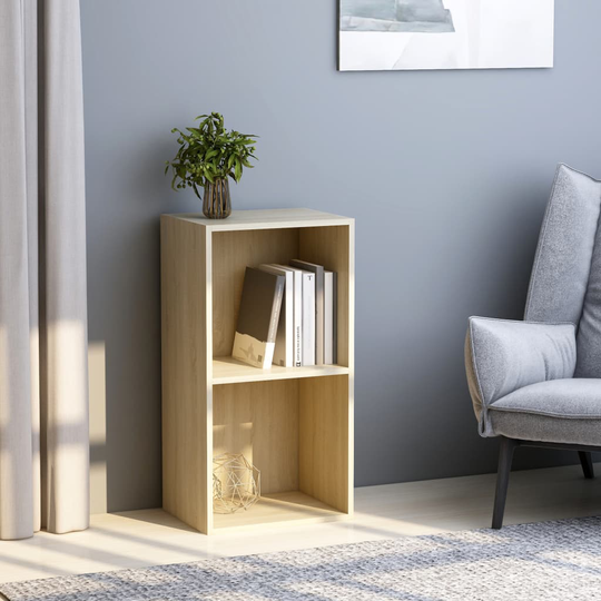 vidaXL 2-tasoinen kirjahylly Sonoma-tammi 40x30x76,5 cm lastulevy