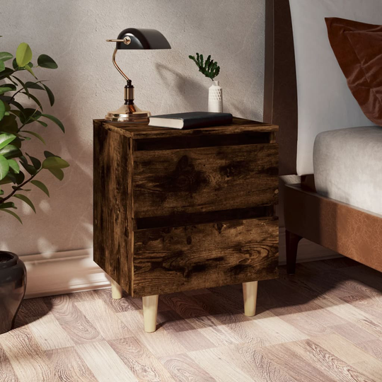 vidaXL Yöpöydät täyspuiset jalat 2 kpl savutammi 40x35x50cm
