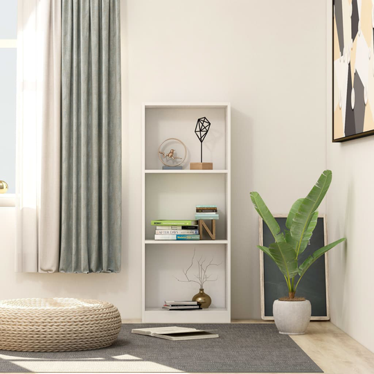 vidaXL 3-tasoinen kirjahylly valkoinen 40x24x108 cm lastulevy