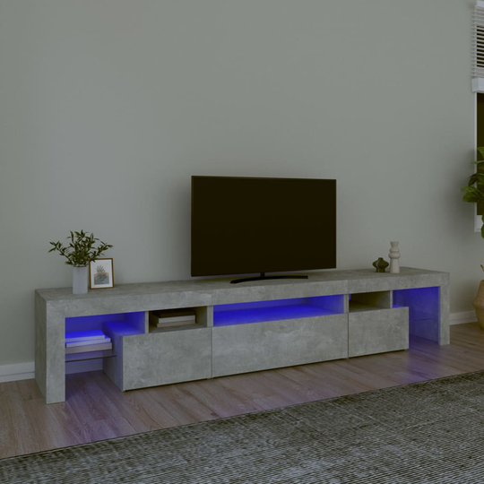 vidaXL TV-taso LED-valoilla betoninharmaa 215x36,5x40 cm