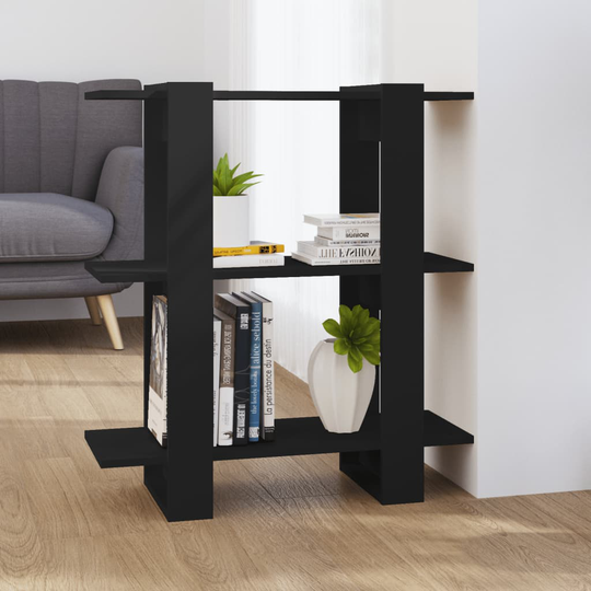 vidaXL Kirjahylly/tilanjakaja musta 80x30x87 cm