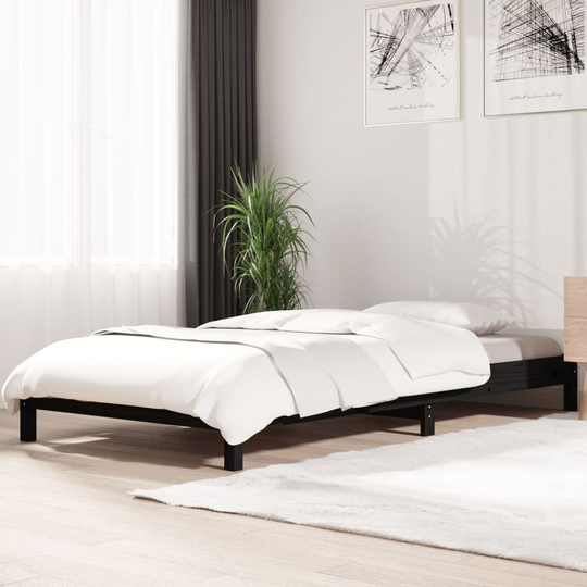 vidaXL Pinottava sänky musta 90x190 cm täysi mänty