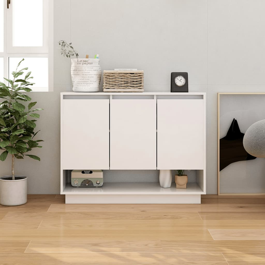vidaXL Senkki korkeakiilto valkoinen 97x31x75 cm lastulevy