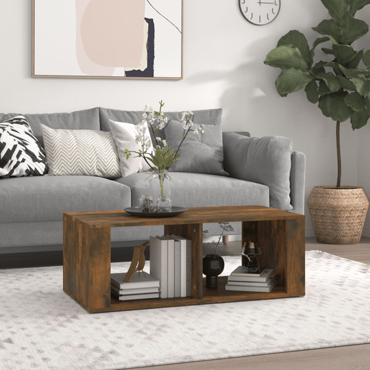 vidaXL Sohvapöytä savutammi 100x50x36 cm tekninen puu