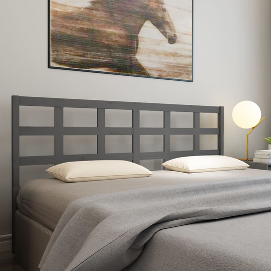 vidaXL Sängynpääty harmaa 185,5x4x100 cm täysi mänty