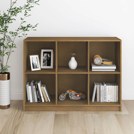 vidaXL Kirjahylly hunajanruskea 104x33x76 cm täysi mänty