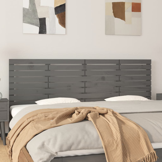 vidaXL Sängynpääty seinälle harmaa 206x3x63 cm täysi mänty