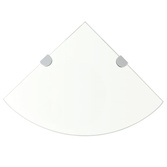 vidaXL Kulmahyllyt 2 kpl kromisilla kiinnikkeillä kirkas lasi 35x35 cm