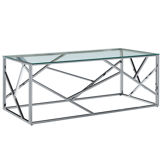 vidaXL Sohvapöytä läpinäkyvä 120x60x40 cm karkaistu lasi ja teräs