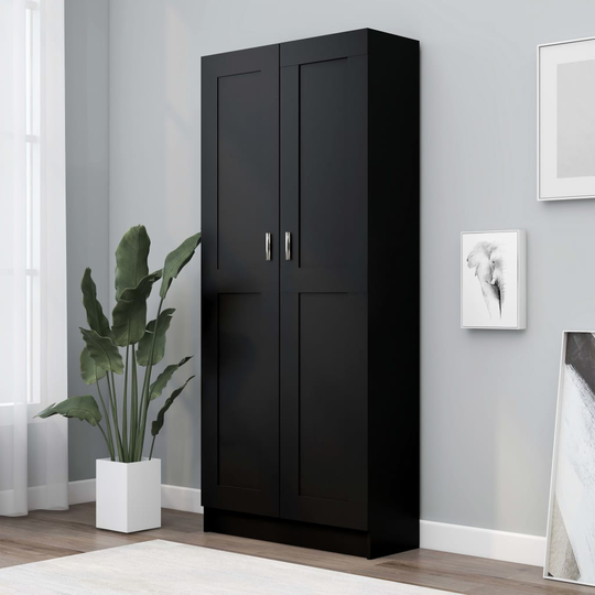 vidaXL Kirjahylly musta 82,5x30,5x185,5 cm lastulevy