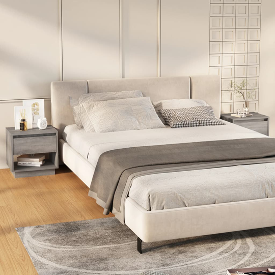 vidaXL Yöpöydät 2 kpl harmaa Sonoma 45x34x44 cm lastulevy
