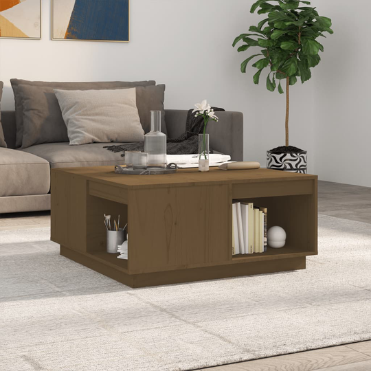 vidaXL Sohvapöytä hunajanruskea 80x81x36,5 cm täysi mänty